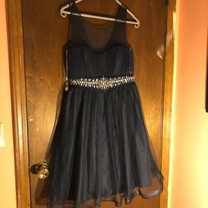 Navy blue knee length formal dress